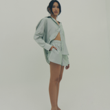 the poppy short - green stripe