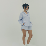 the poppy short - blue stripe