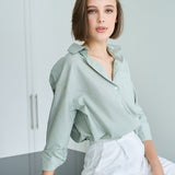 the boyfriend shirt - green stripe